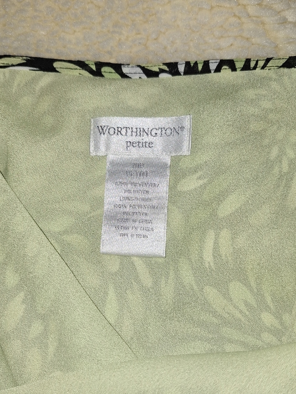 WORTHINGTON Light Green/Pink Floral Petite Skirt with Black Trim - Picture 6 of 13